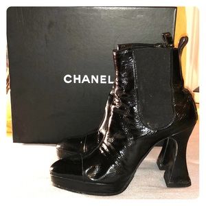 Vintage authentic Chanel leather booties